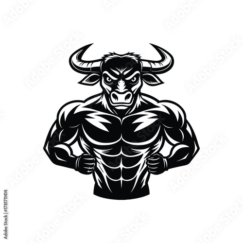 Wallpaper Mural bull, silhouette, taurus, cow, cattle, animal, farm, ranch, wild, wildlife, aggressive, charge, charging, attack, danger, power, powerful Torontodigital.ca