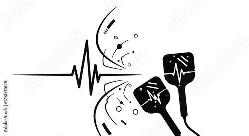 Abstract representation of medical technology and heart rhythm monitoring