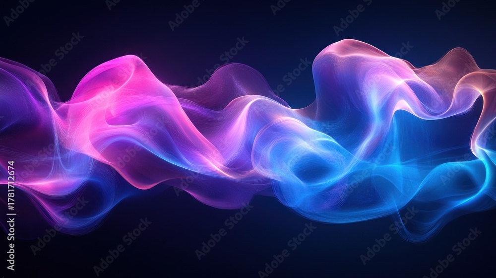 Obraz premium Abstract vibrant glowing waves on dark background. Possible use digital art, background for design, website element