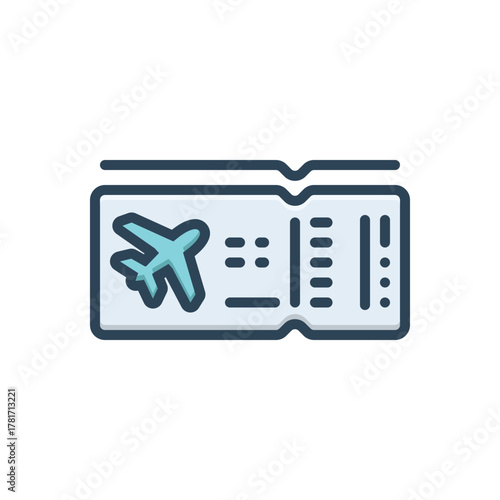 Color illustration icon for airline tickets