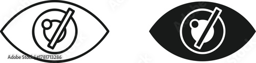 Vision Impairment Icon: A pair of eye icons represent vision impairment, one in a classic black and white style, the other in reverse.