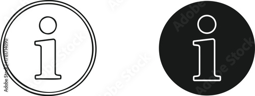 Information Icon: Simplicity and clarity define two information icons, one a clean outline against a circle, the other solid, emphasizing ease of use and immediate recognition. 