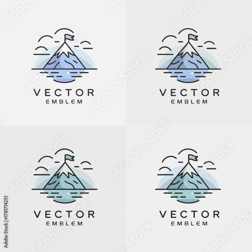 Featuring stylish mountain theme emblems suitable for various nature enthusiasts or brands, this image provides diverse options for creative professionals looking to develop a strong identity.