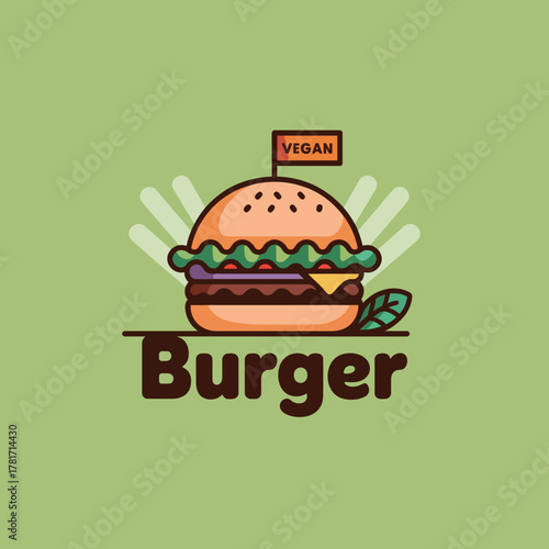 This playful vegan burger artwork highlights a cheerful and appetizing portrayal of plant-based food, crafted to attract health enthusiasts and promote eco-friendly dining choices.
