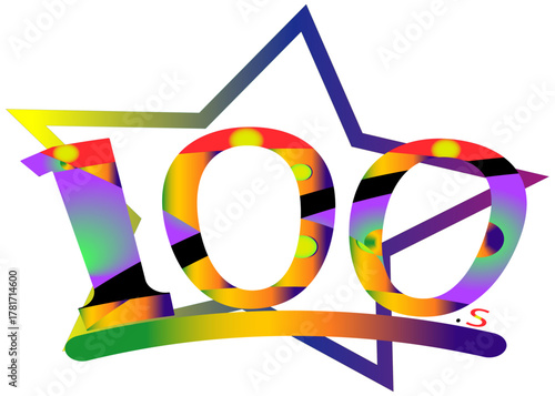 Vibrant "100" Star Logo Design - Colorful Anniversary, Milestone, or Celebration Graphic