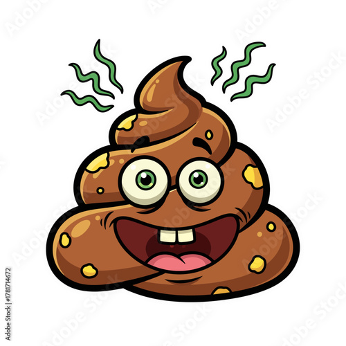 Animated Pile of Poop with a Goofy Expression A Funny Cartoon Image