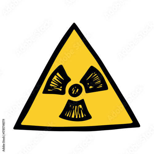 Hand drawn radiation sign Nuclear radiation hazard symbol Radioactive danger warning sign clipart in doodle style Nuclear safety Radioactive waste Single element for print, web, design, decor