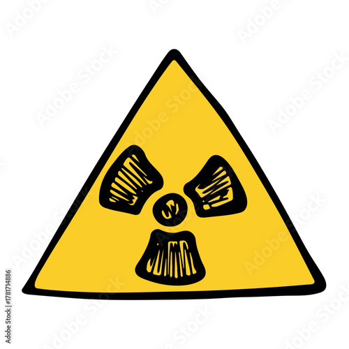 Hand drawn radiation sign Nuclear radiation hazard symbol Radioactive danger warning sign clipart in doodle style Nuclear safety Radioactive waste Single element for print, web, design, decor