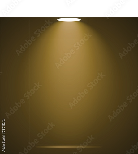 Spotlight on golden background