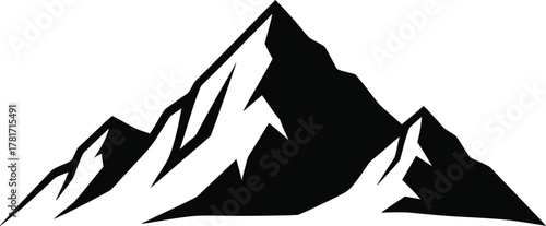 A majestic mountain peak rises against the sky isolated on white background, symbolizing adventure, challenge, and the beauty of nature