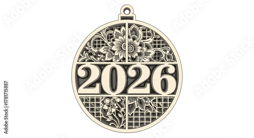 2026 New Year Ornament SVG, 3D Layered SVG for Laser Cutter, Lunar New Year SVG, Glowforge SVG, Christmas Ornament, Cricut 3D