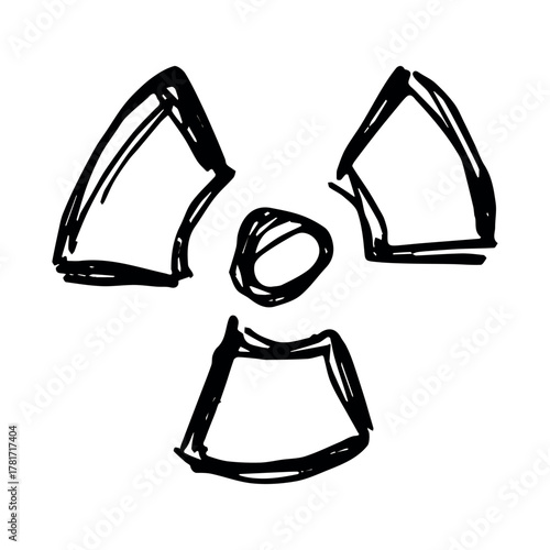 Hand drawn radiation sign Nuclear radiation hazard symbol Radioactive danger warning sign clipart in doodle style Nuclear safety Radioactive waste Single element for print, web, design, decor