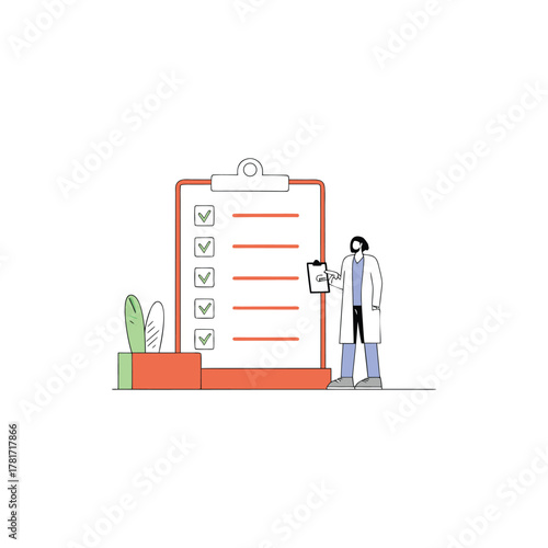 medical checklist with green checkmarks for hospitals, clinics, and healthcare providers