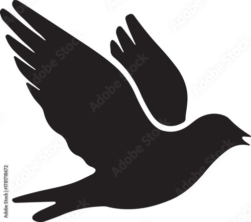Silhouette of a flying peace dove icon