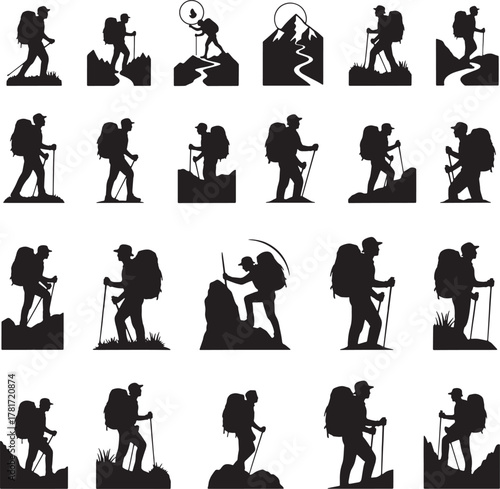 Hiker silhouettes collection