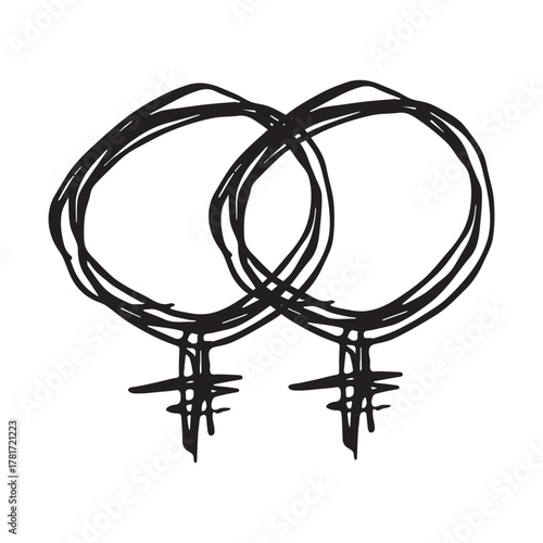 Hand drawn lesbian identity sign Symbol used to represent sex and gender