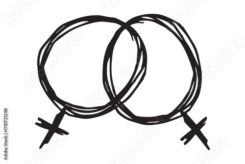 Hand drawn lesbian identity sign Symbol used to represent sex and gender
