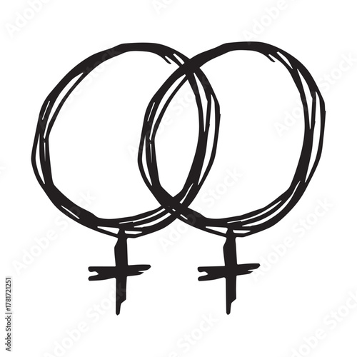 Hand drawn lesbian identity sign Symbol used to represent sex and gender