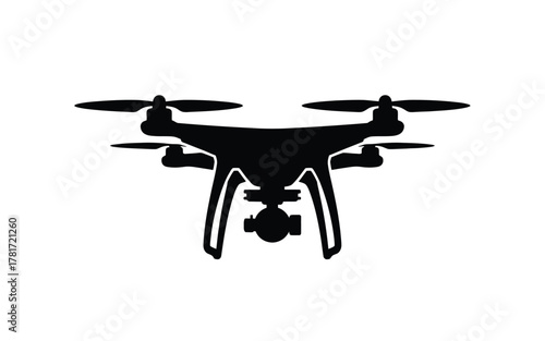 Drone quadcopter silhouette with camera