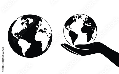 Globe: human hand holding planet earth