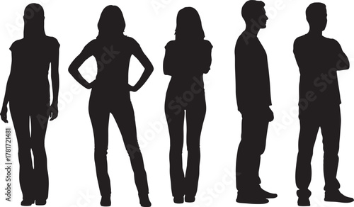 Silhouette of diverse people standing