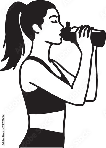 Woman drinking water bottle