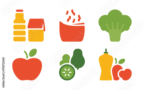 Food and healthy ingredients icons