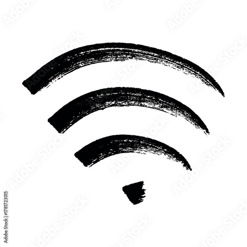 Hand drawn free wifi spot zone sign Public wi-fi area sign Wireless internet clipart in doodle style Single element for print, web, design, decor 3G, 4G, 5G, 6G, IoT