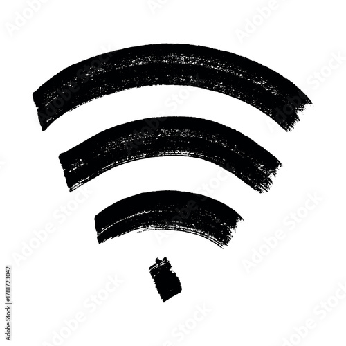 Hand drawn free wifi spot zone sign Public wi-fi area sign Wireless internet clipart in doodle style Single element for print, web, design, decor 3G, 4G, 5G, 6G, IoT