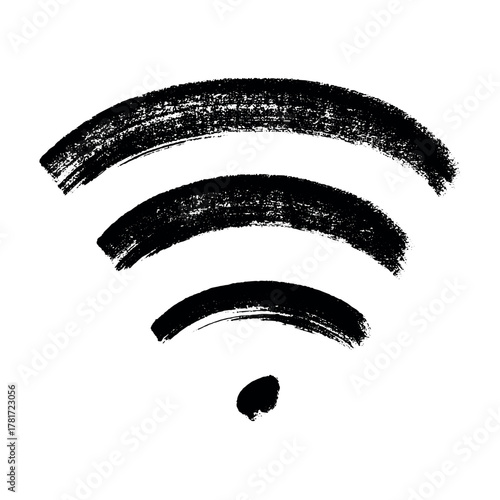 Hand drawn free wifi spot zone sign Public wi-fi area sign Wireless internet clipart in doodle style Single element for print, web, design, decor 3G, 4G, 5G, 6G, IoT