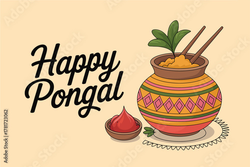 Pongal festival celebration illustration