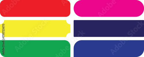 Collection of six colorful rounded rectangles isolated on a white background