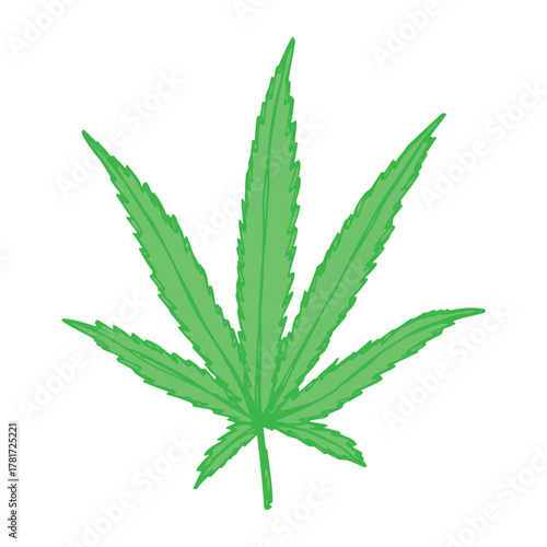 Hand drawn cannabis leaf Medicine marijuana Hemp leaves clipart in doodle style Single element for print, web, design, decor