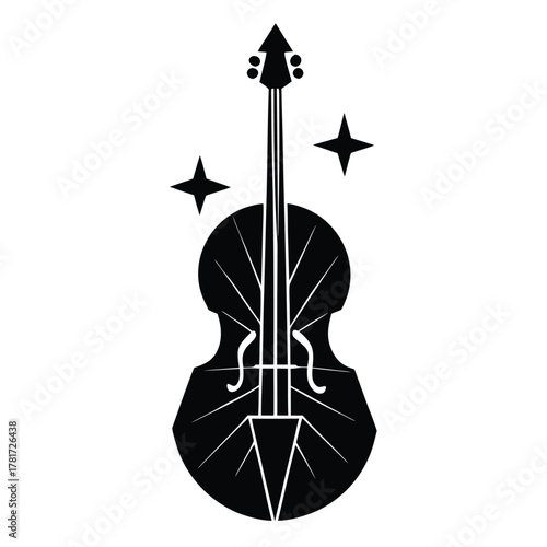 crystal cello with glowing bow vector icon