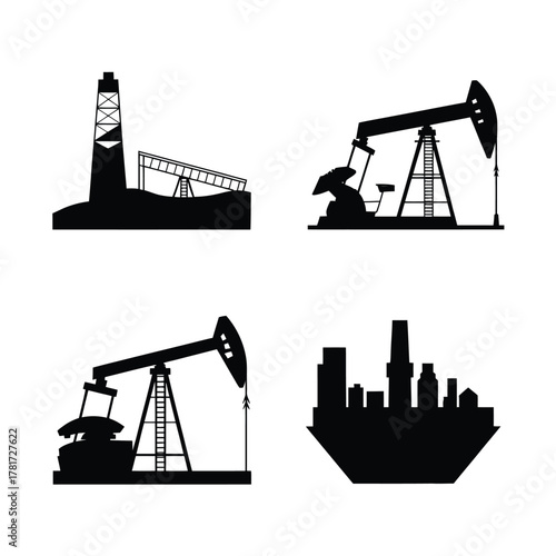 Industrial silhouettes of energy and urban development