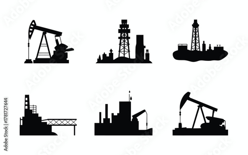 Oil industry silhouettes