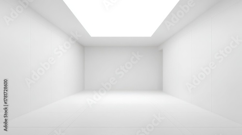 Wallpaper Mural Clean, spacious, and empty white square room illuminated by a large rectangular skylight in the ceiling Torontodigital.ca