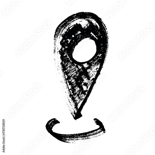 Hand drawn map pin Map marker pointer sign GPS and mapping tools Location pin symbol Pinpoint clipart in doodle style Single element for web, design