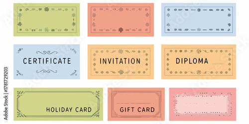 Collection of decorative borders and frames for certificates invitations diplomas holiday cards and gift cards