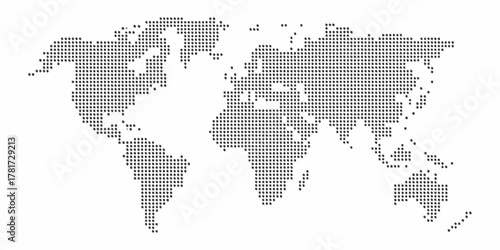 Abstract dotted world map illustration on white background global connectivity concept