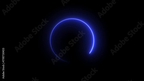 Glowing Blue Crescent Shape Neon Light Effect on Black Background abstract bright