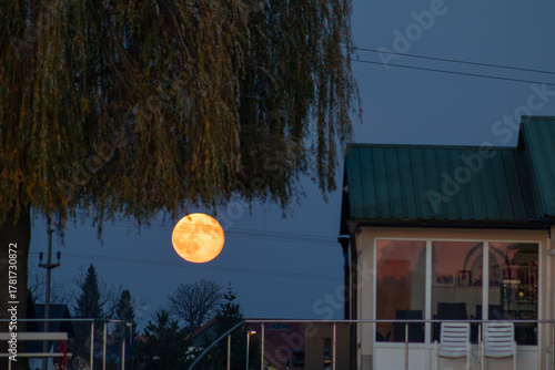 The moon over Lake Ptuj.