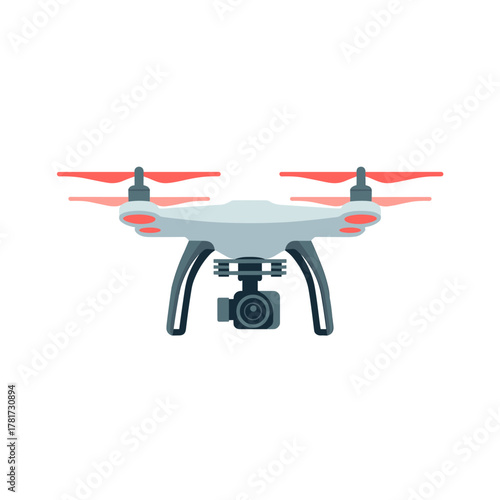 Flat Illustration of a Compact Aerial Drone