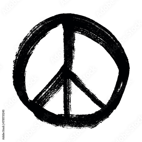 Hand drawn peace sign No war symbol Hippie clipart in doodle style Single element for print, web, design, decor