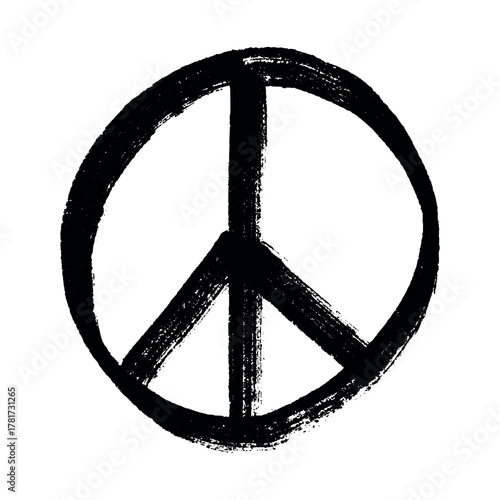 Hand drawn peace sign No war symbol Hippie clipart in doodle style Single element for print, web, design, decor