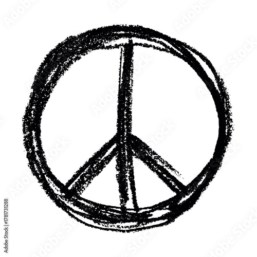 Hand drawn peace sign No war symbol Hippie clipart in doodle style Single element for print, web, design, decor