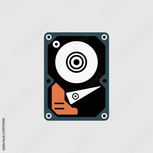 Simple Flat Illustration of a Sleek Data Drive