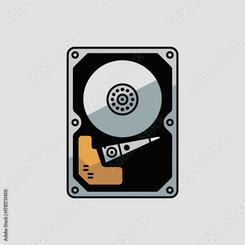 Simple Flat Illustration of a Sleek Data Drive