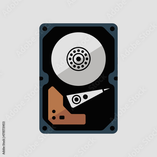 Flat Art of an External Disk for Backup Use