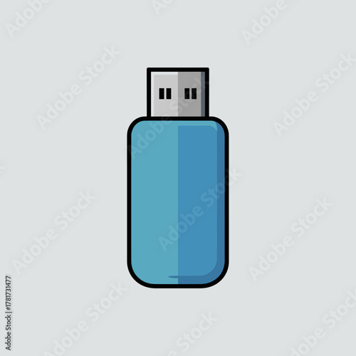 Simple Flat Illustration of a USB Storage Stick
